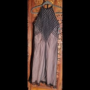 NWT Adrianna Papell Black Silk String Halter Cocktail Dress, Size 12